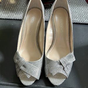 Silver Sparkly Peep Toe Shoes
